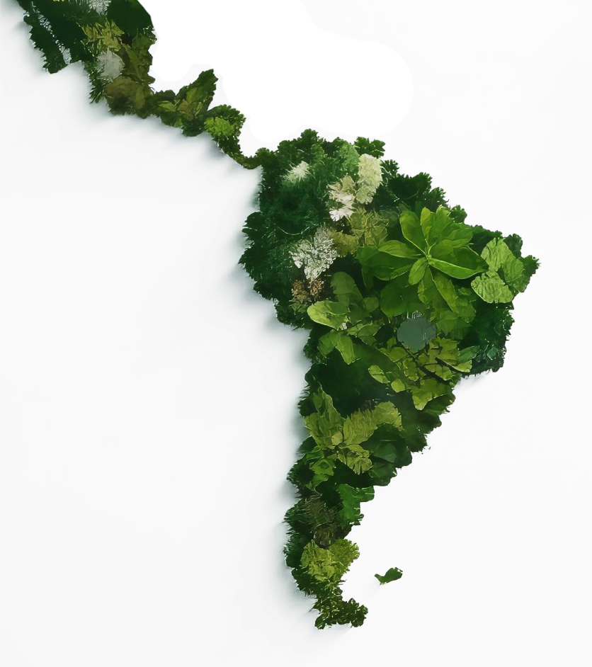 Mapa de latinoamérica con naturaleza