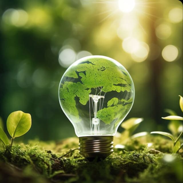 Foco con naturaleza, representando energias limpias